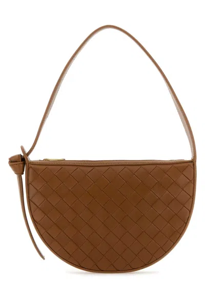 Bottega Veneta Caramel Leather Mini Sunrise Shoulder Bag In Brown