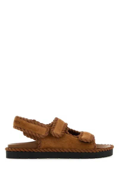 Bottega Veneta Caramel Suede Jack Sandals