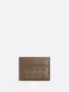 Bottega Veneta Leather Intrecciato Card Holder In Brown