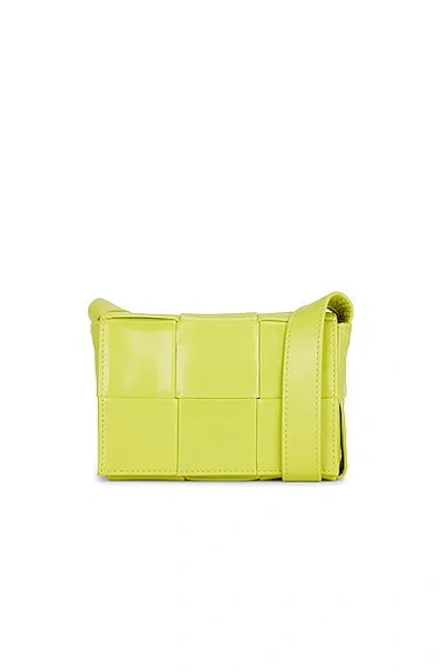 Bottega Veneta Card Case With Strap In Acid Kiwi & Silver