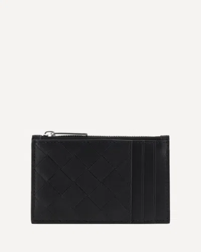 Bottega Veneta Intracciato Pattern Card Holder In Black