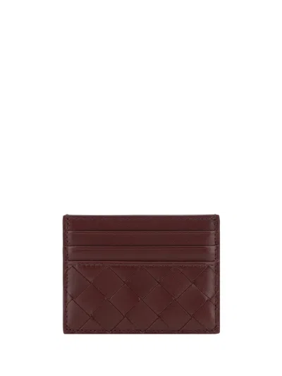 Bottega Veneta Womens Intrecciato Leather Card Holder Barolo-gold