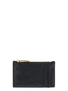 Bottega Veneta Intrecciato Leather Zipped Cardholder In Black-gold