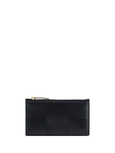 Bottega Veneta Women Lambskin Leather Card Holder In Black