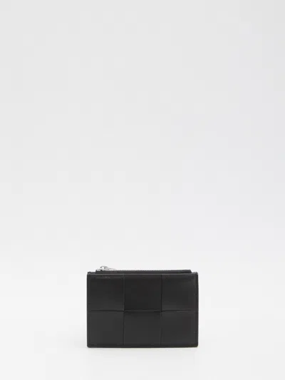 Bottega Veneta Card Holder Cassette With Zipper In Black