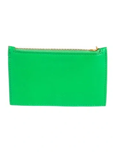 Pre-owned Bottega Veneta Card Holder Intrecciato Weave Card Holder In Green