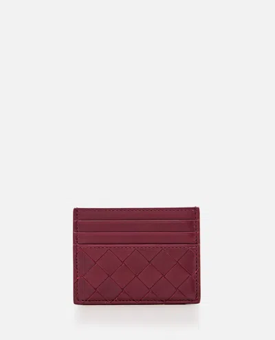 Bottega Veneta Womens Intrecciato Leather Card Holder Barolo-gold