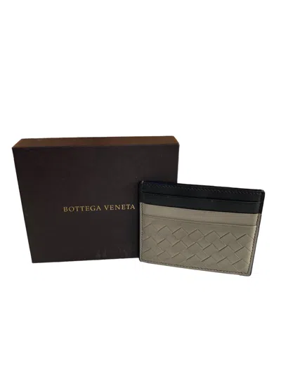 Pre-owned Bottega Veneta Card Holder Wallet In Grey Black