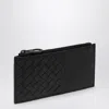 Bottega Veneta Card Holder With Black Intrecciato Zipper In Black