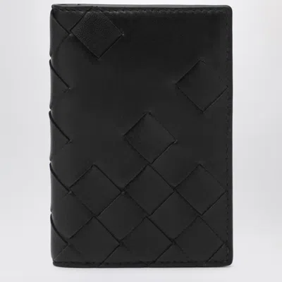 Bottega Veneta Card Holder With Flap Black In Braided