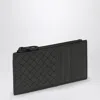 Bottega Veneta Card Holder With Black Intrecciato Zipper In Grey