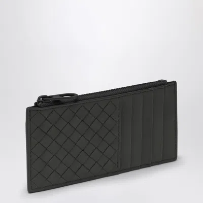 BOTTEGA VENETA CARD HOLDER WITH GREY INTRECCIATO ZIPPER
