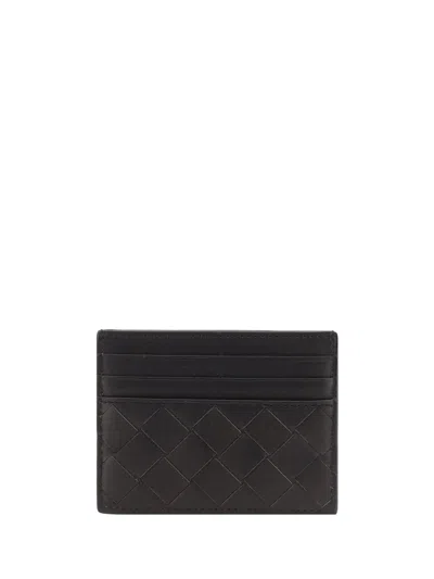 Bottega Veneta Intricately Woven Black Card Holder With Six Slots