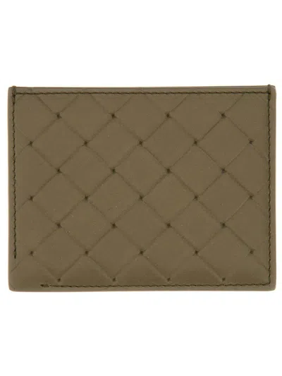 Bottega Veneta Card Holder "woven Stamp" In Brown