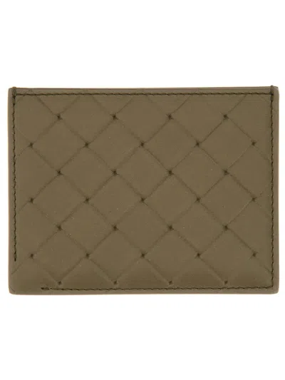 Bottega Veneta Card Holder Woven Stamp In Green