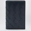 Bottega Veneta Cardholder With Flap In Blue/cypress Intrecciato
