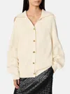 Bottega Veneta Women Cream Stretch Cotton Blend Cardigan In White