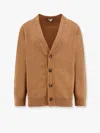 Bottega Veneta V-neckline Stretch Cashmere Blend Cardigan In Brown
