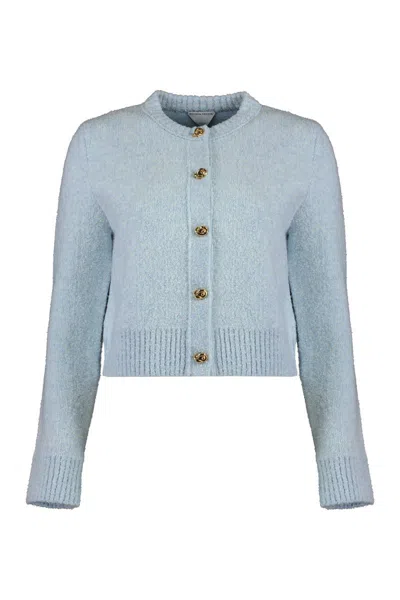 Bottega Veneta Cardigan In Bouclé Wool In Blue