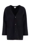 Bottega Veneta Cardigan In Misto Lana Nera  Donna
