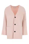 Bottega Veneta Pastel Pink Wool Blend Cardigan In Multi