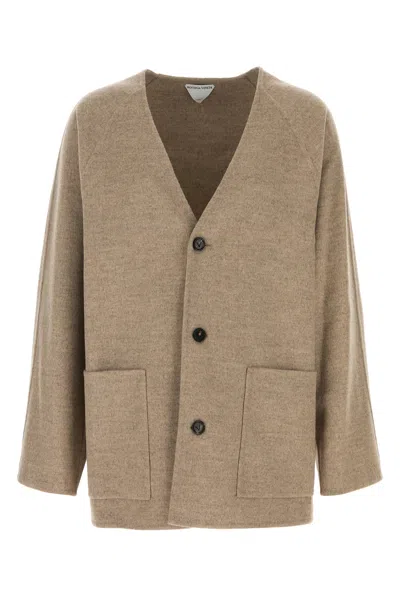 BOTTEGA VENETA CARDIGAN IN MISTO LANA TORTORA  UOMO
