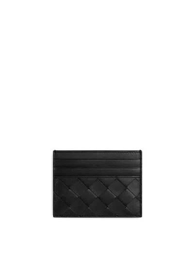 Bottega Veneta Intricately Woven Black Card Holder With Six Slots