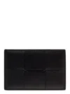 Bottega Veneta Black Intrecciato Card Holder In Multicolor