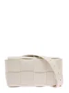Bottega Veneta 'casettte' Mini White Belt Bag With Intreccio Motif In Smooth Leather Woman In Multicolor