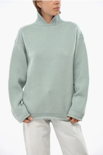Bottega Veneta Cashemere Turtleneck Sweater With Rib Neck In Gray