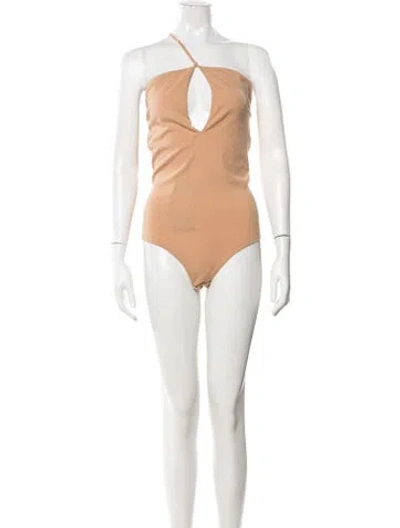 Pre-owned Bottega Veneta Cashmere Asymmetrical Bodysuit W/ Tags In Brown