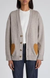 Bottega Veneta Cashmere Blend Cardigan With Intrecciato Suede Hearts In Gray