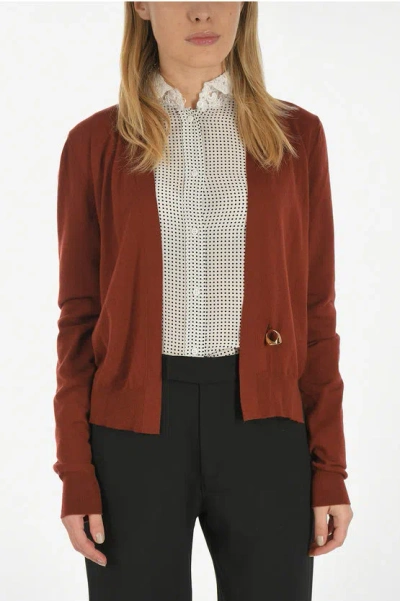 Bottega Veneta Cashmere Blend Cardigan With Jewel Button Grösse 40 In Brown