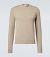 Bottega Veneta Cashmere Pullover With Leather Patches In Beige