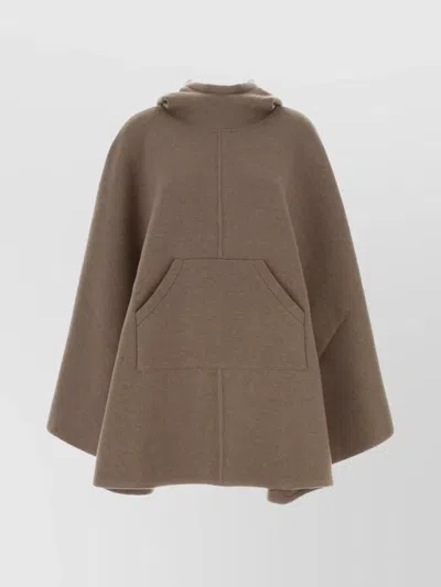 BOTTEGA VENETA CASHMERE CAPE WITH FLARED HEM AND HOOD