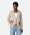 Bottega Veneta Cashmere Blend Cardigan With Intrecciato Suede Hearts In Neutral