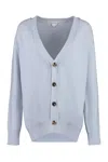 Bottega Veneta Powder Blue Stretch Cashmere Blend Cardigan In Blue
