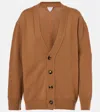 Bottega Veneta Camel Stretch Cashmere Blend Cardigan In Beige