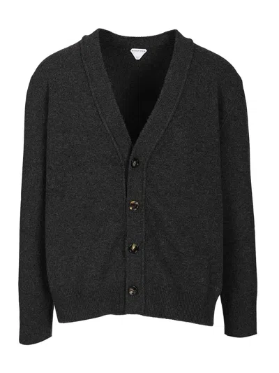 Bottega Veneta Cashmere Cardigan Knitwear Grey In Black