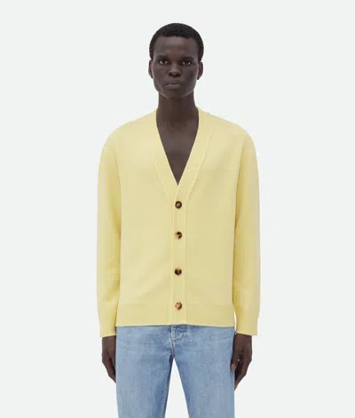 Bottega Veneta Bottega  Veneta Cashmere Cardigan With Intrecciato Leather Patches In Yellow