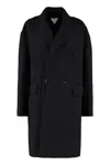 Bottega Veneta Lapel Collar Cashmere Coat In Black