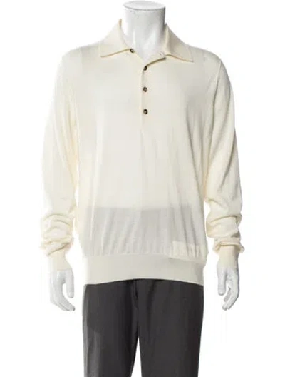 Pre-owned Bottega Veneta Cashmere Collar Polo Sweater In Neutral