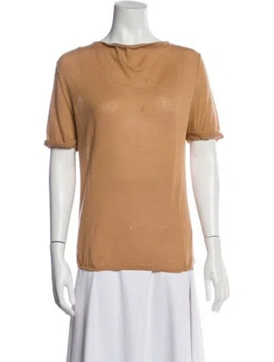Pre-owned Bottega Veneta Cashmere Crew Neck T-shirt In Brown