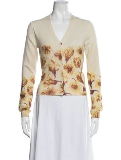 Pre-owned Bottega Veneta Cashmere Floral Print Sweater In Blue
