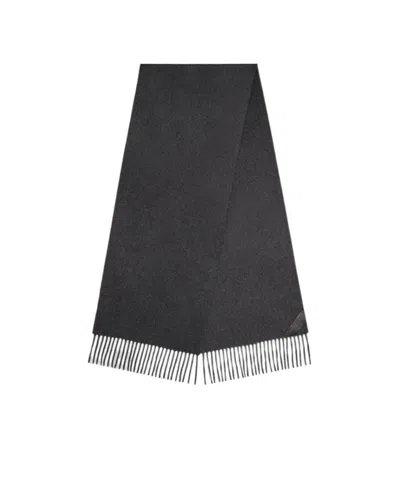 Bottega Veneta Cashmere Scarf With Leather Patch In Grey
