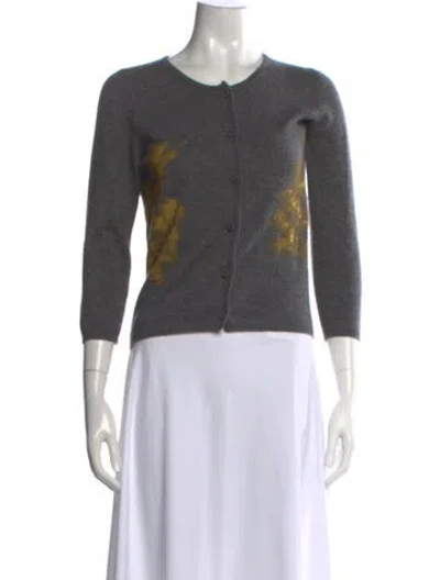 Pre-owned Bottega Veneta Cashmere Graphic Print Sweater In Grey