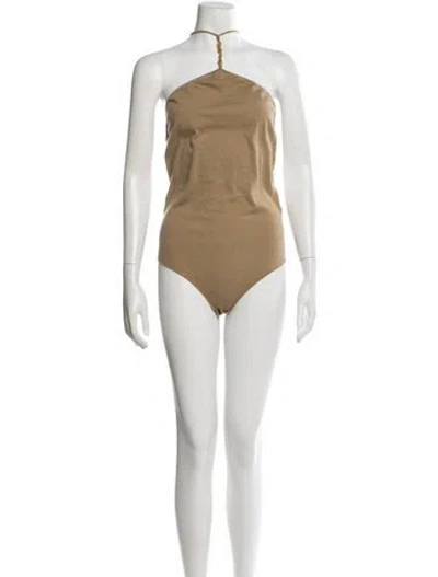 Pre-owned Bottega Veneta Cashmere Halterneck Bodysuit In Neutral