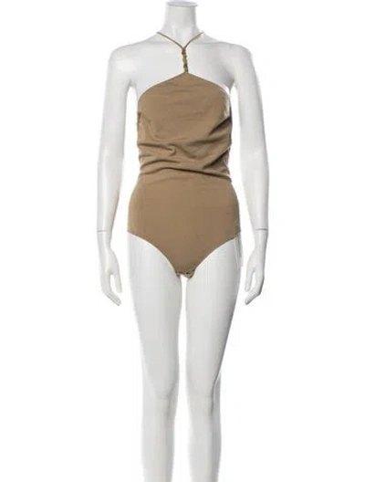 Pre-owned Bottega Veneta Cashmere Halterneck Bodysuit In Neutrals