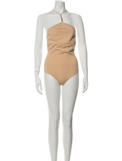 Pre-owned Bottega Veneta Cashmere Halterneck Bodysuit In Neutrals