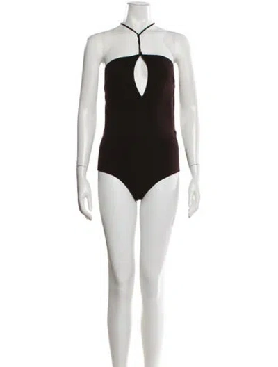 Pre-owned Bottega Veneta Cashmere Halterneck Bodysuit W/ Tags In Brown